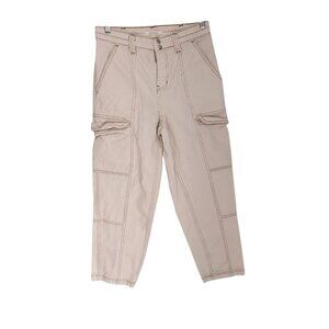 PacSun‎ Elastic Waist Cargo White Cream Cotton Pants Womens Medium (28x27) EUC